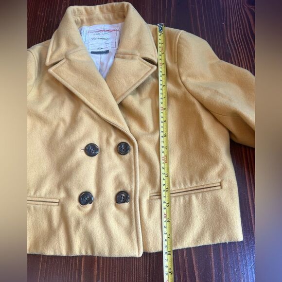 Cartonnier by Anthropologie Luisa Yellow Cropped Peacoat Jacket Sz Medium - Picture 8 of 11